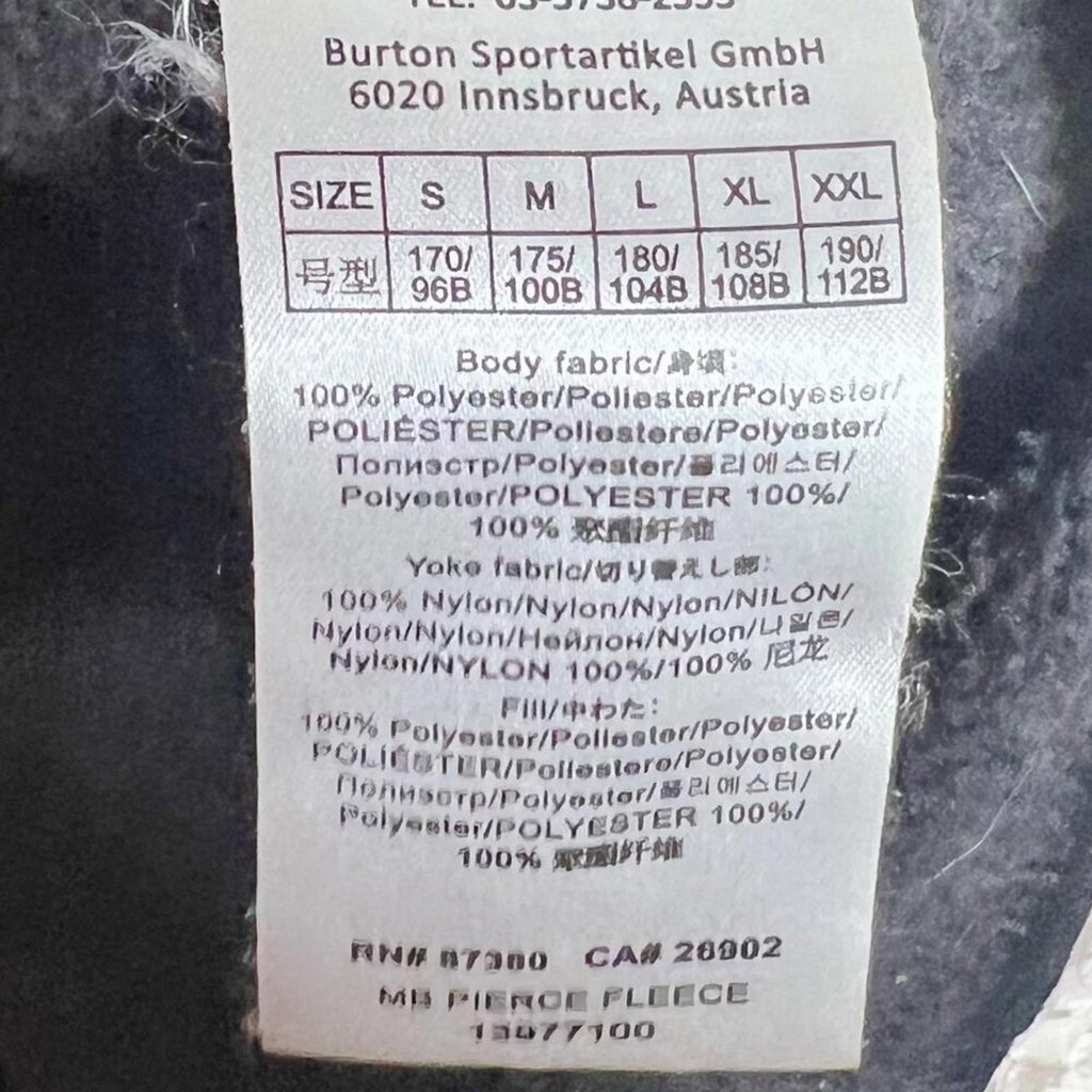 Burton Men's Pierce Fleece Dandong Grey Winter Jacket Coat Size L