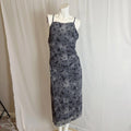 Wild Fable Cross Back Flocked Mesh Midi Slip Dress Grey Black Goth Punk Size M