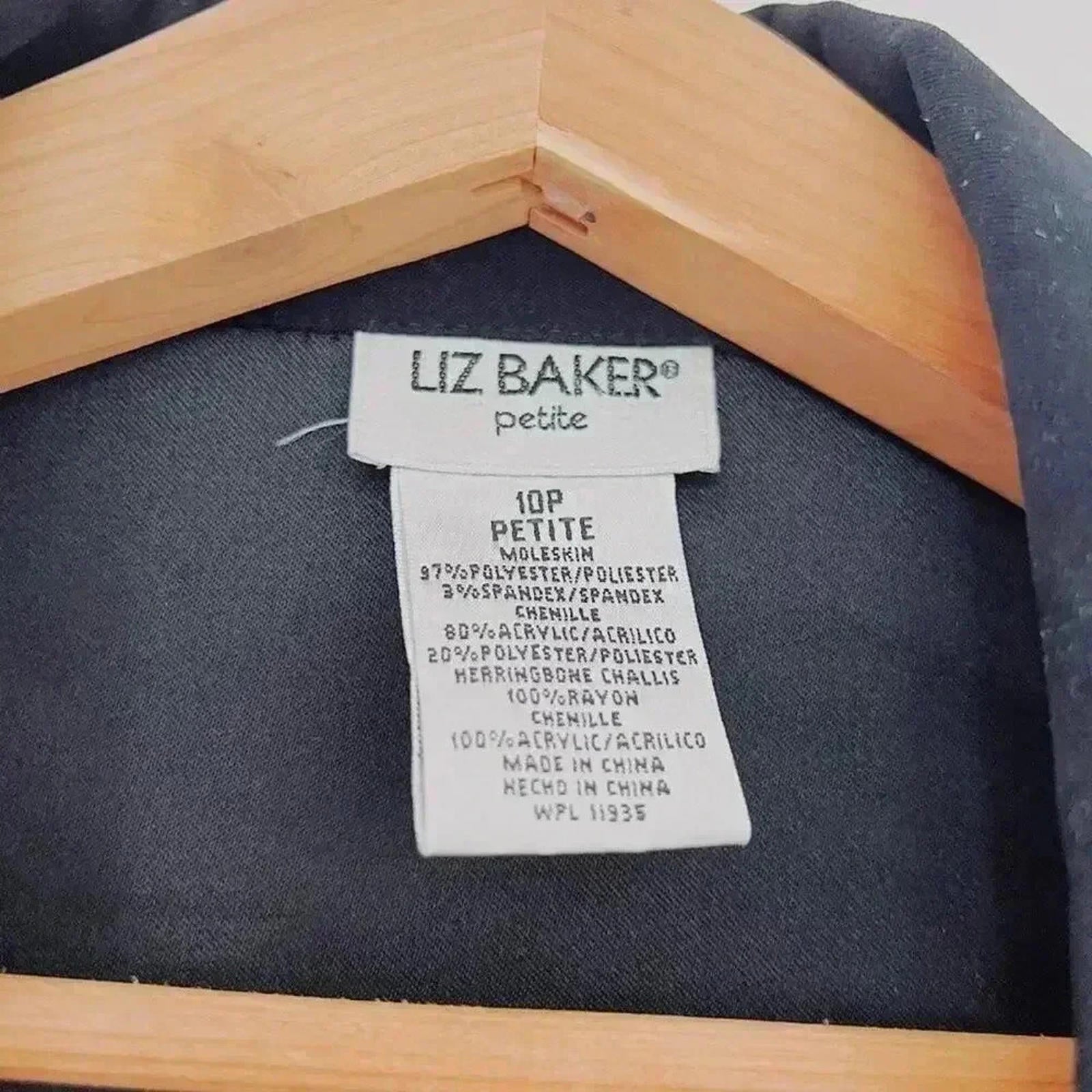 Vintage Liz Baker Black Brown Patchwork Long Sleeve Button Up Blouse Size 10P