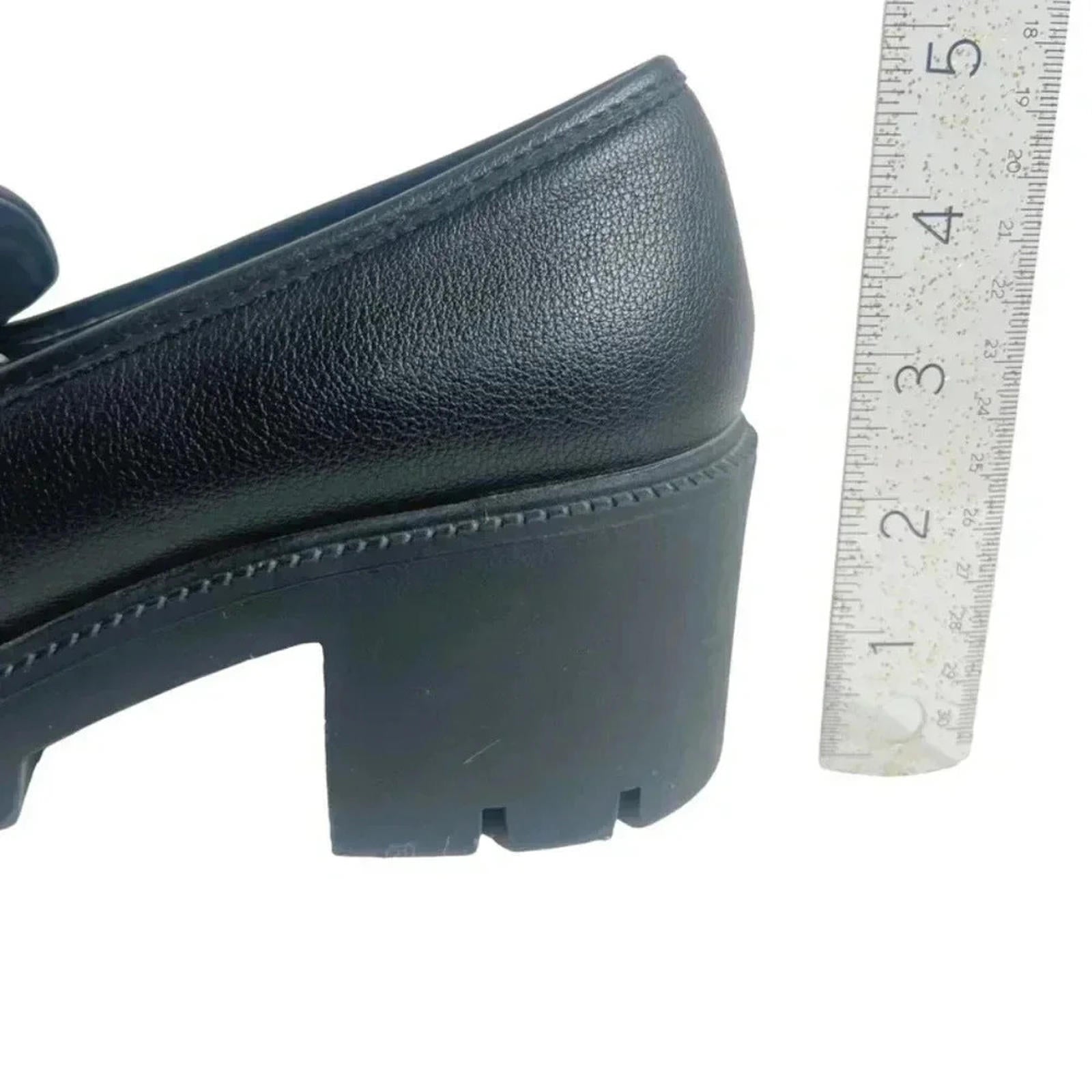 Dolce Vita Black Leather Platform Heeled Loafers Women's Size 10