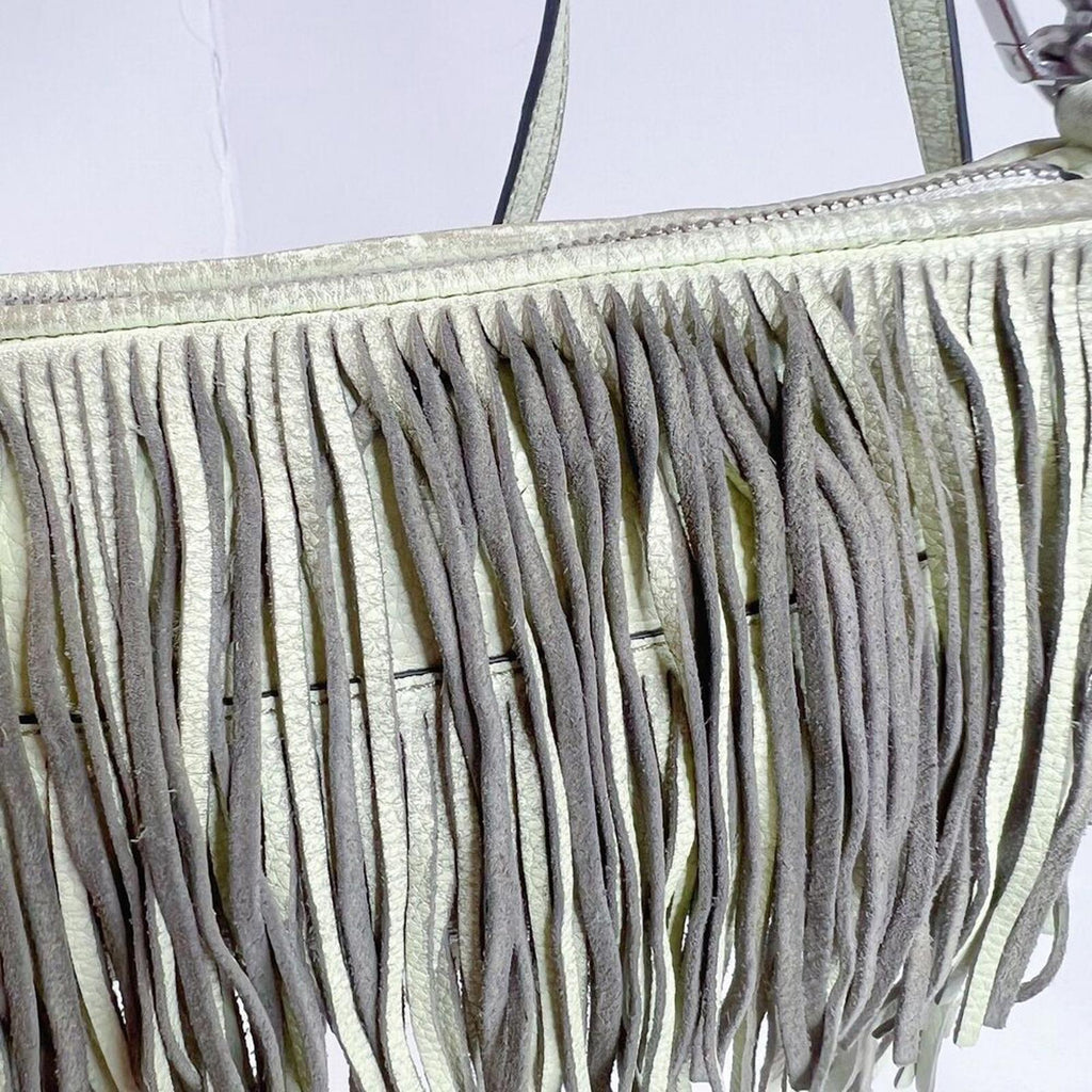 Rebecca Minkoff Mint Green Leather Fringe Crossbody Bag Purse Boho