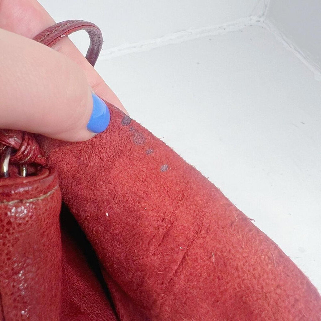 RARE Vintage Susan Farber Dark Red Leather Bow Crossbody Bag Purse Coquette