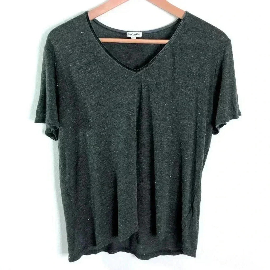 Splendid Grey Silver Accents Soft V Neck T Shirt Women's Size S