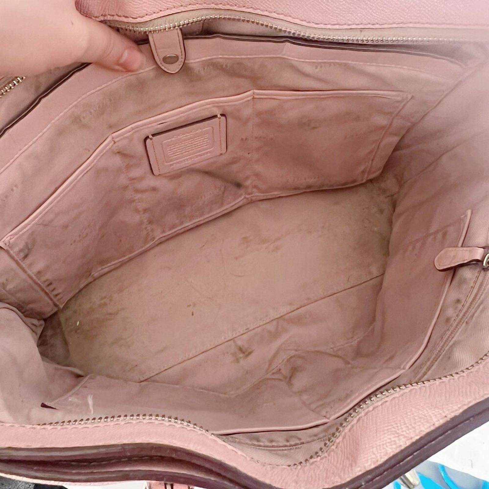 Coach Turnlock Tote In Blossom Light Pink Leather Tote Balletcore Coquette