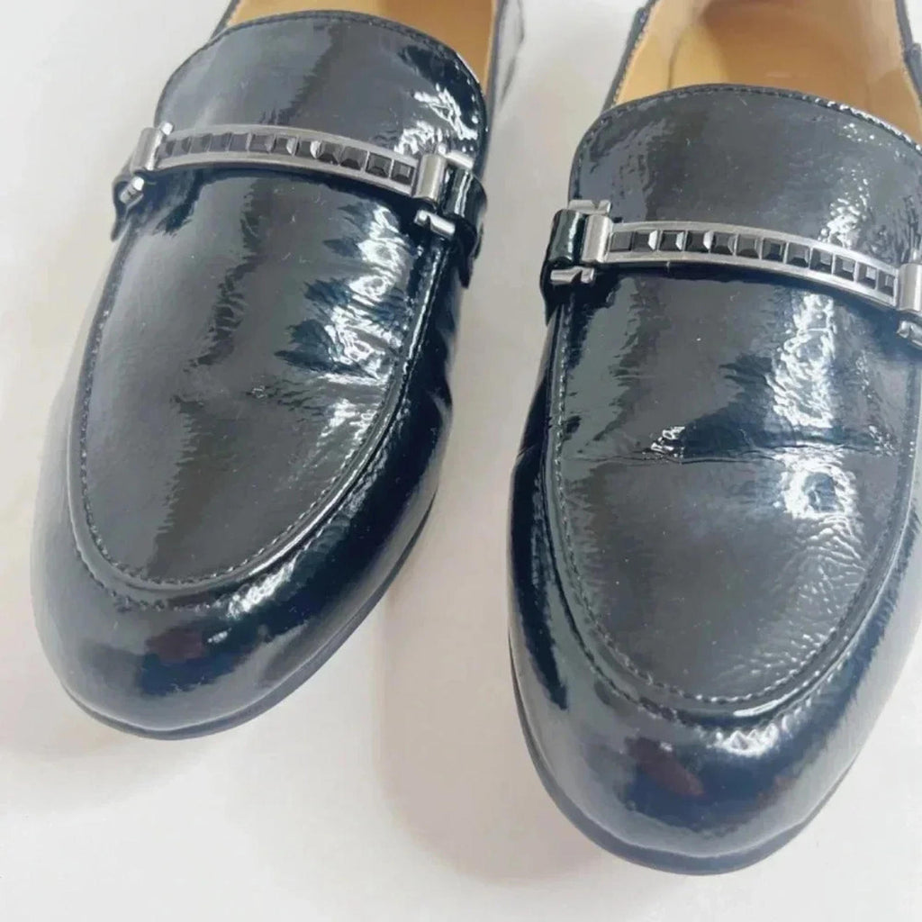Franco Sarto Palmer Black Patent Leather Loafers Women's Size 8.5