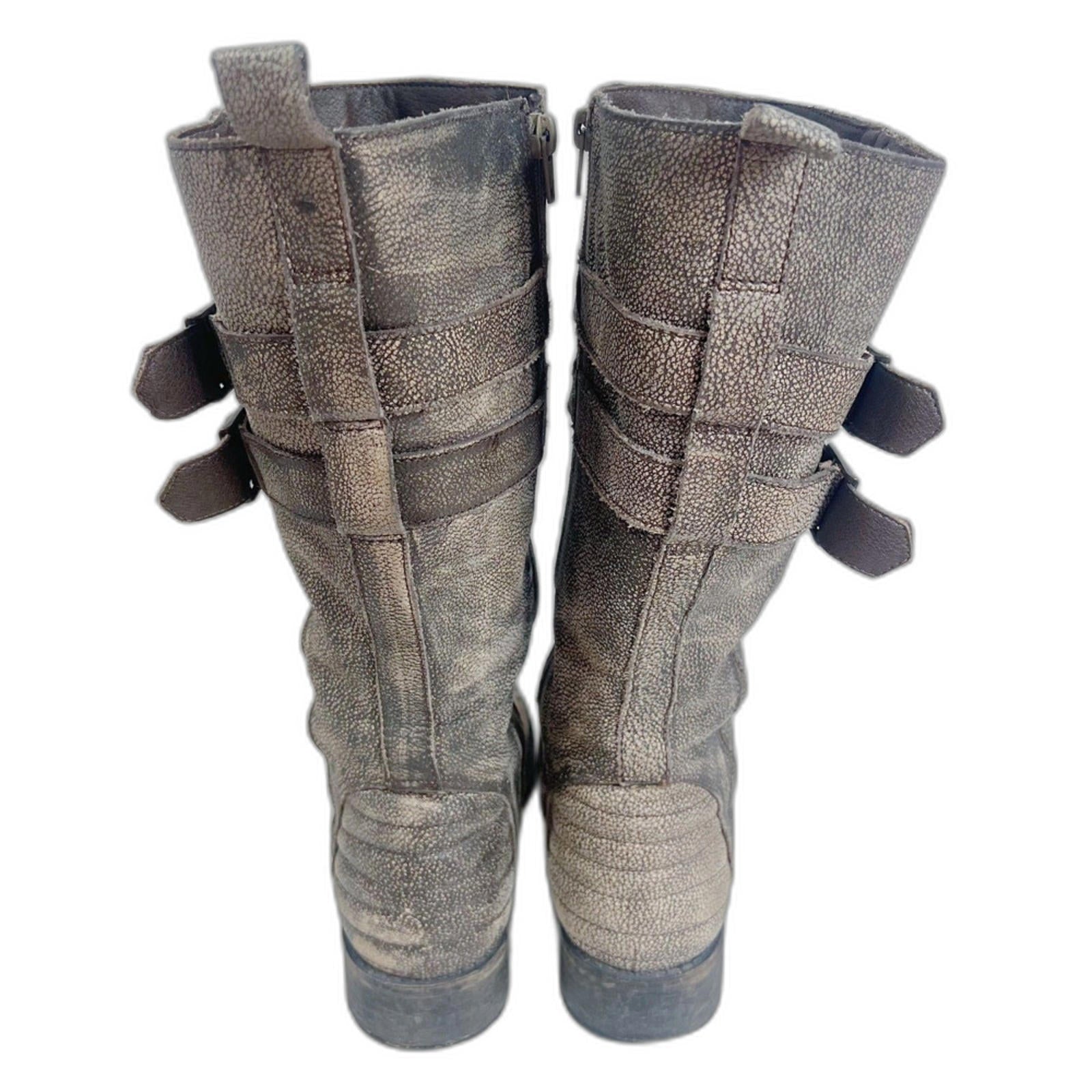 Matisse Roady Distressed Leather Moto Boot Taupe Brown Western Grunge Size 7.5 W