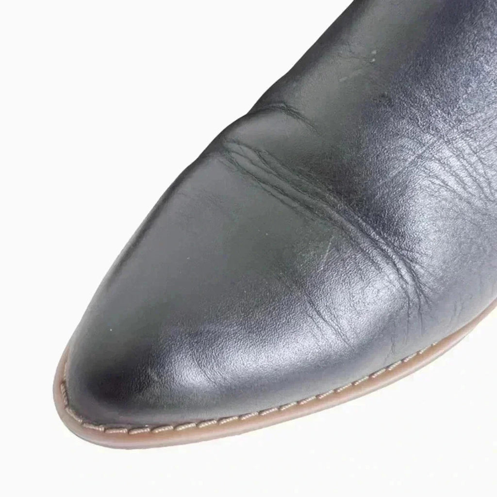 Susina Black Leather Pointed Toe Booties Ankle Boots Women's Size 7