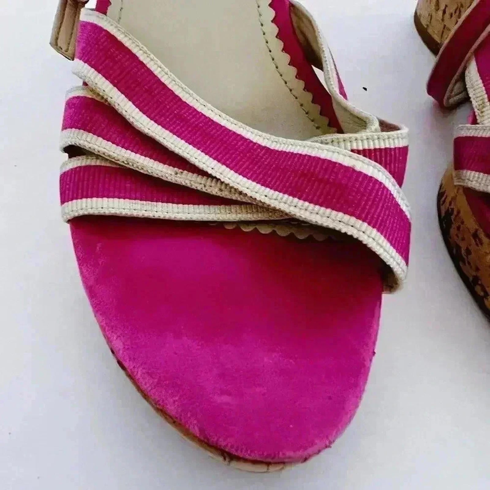 y2k Vintage Coach Barbie Pink Strappy Wedges Heels Sandals Women's Size 6.5 US