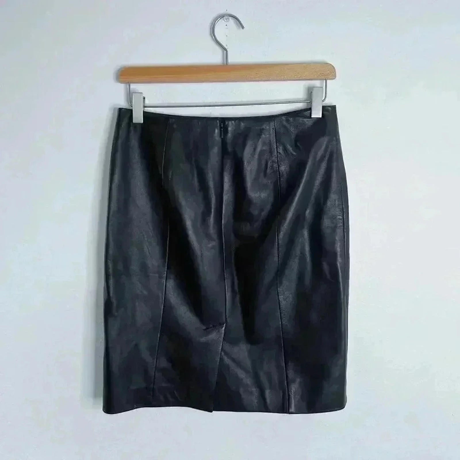 Talbots Black Leather Mini Skirt Punk Gurnge Moto Women's Size 2P