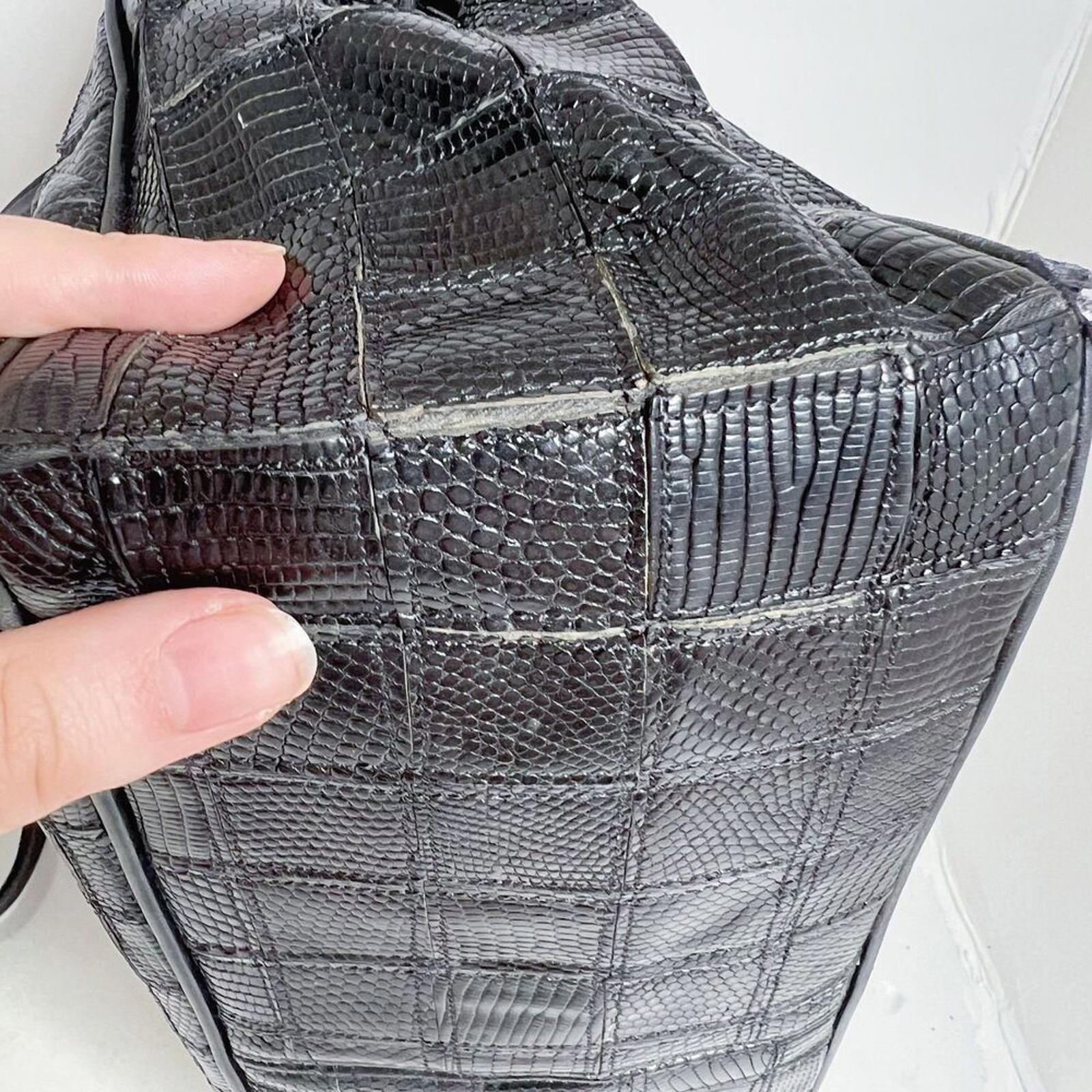 Vintage Kleinberg Sherrill Black Snakeskin Leather Grid Shoulder Bag Purse