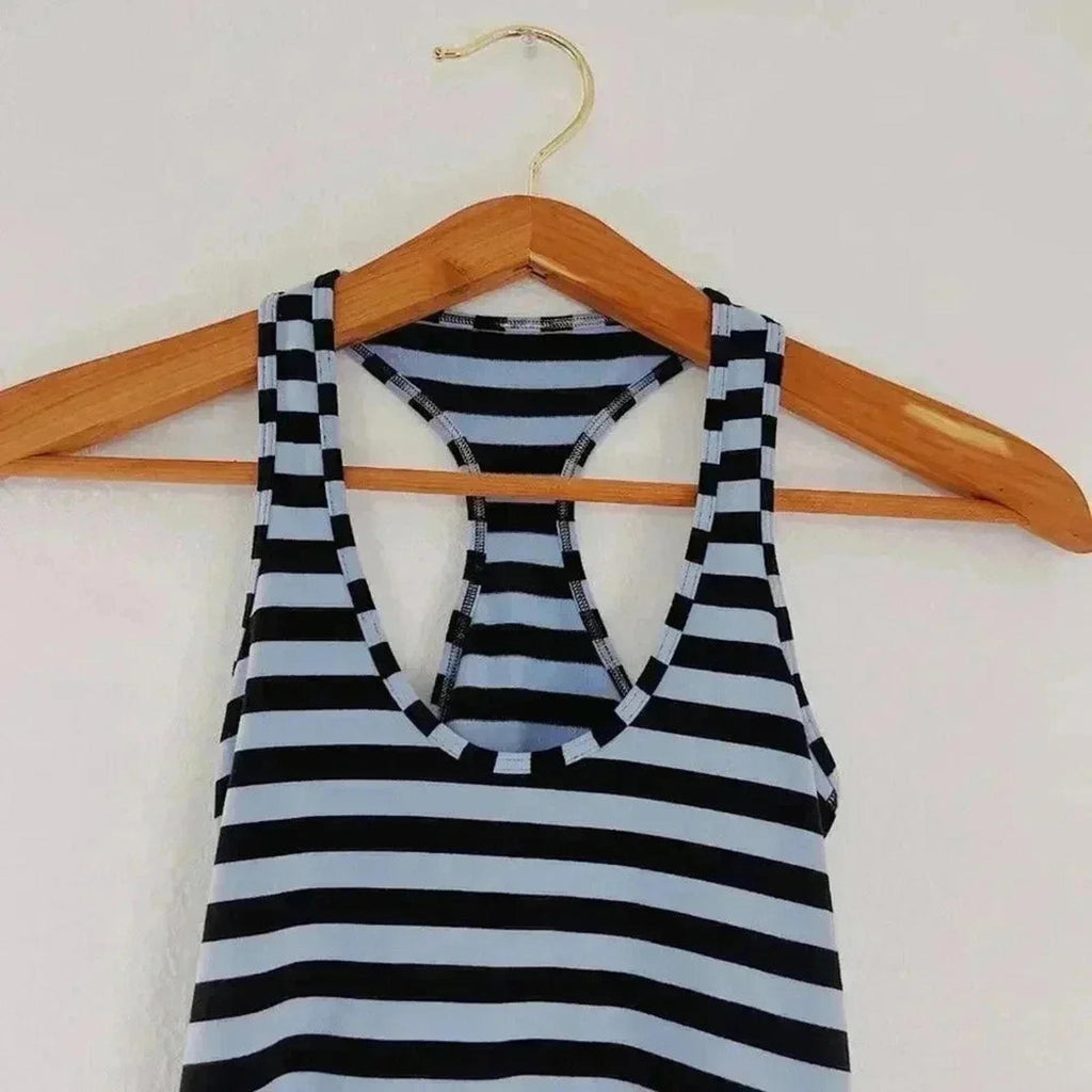 Lululemon Blue Striped Racerback Tank Workout Athleisure Yoga Workout Size 4