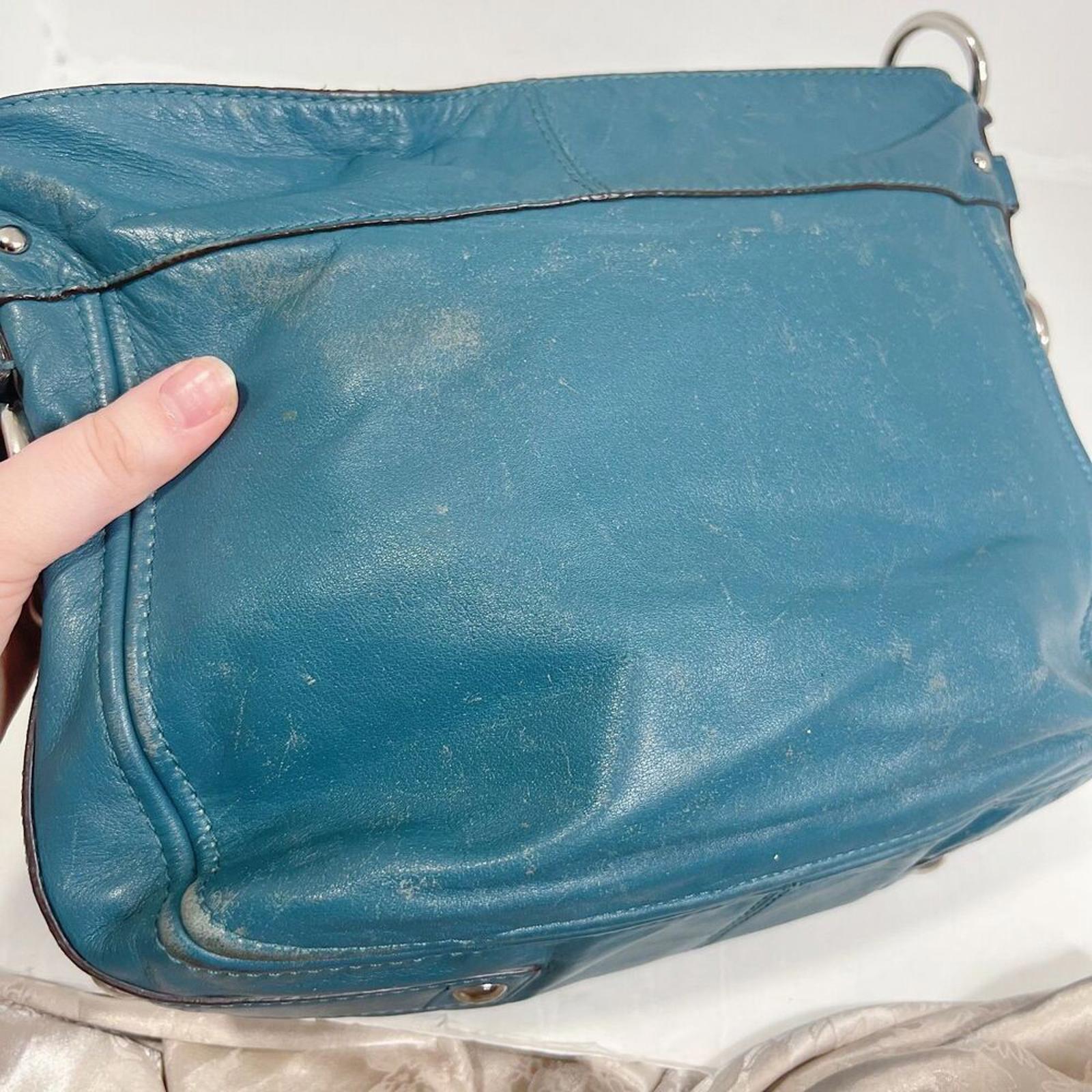 Vintage Coach Leather Hobo Bag Tosca Teal Blue Shoulder Bag Purse