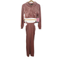NWT Vivre La Vie Velour Tracksuit Sweatshirt Sweatpants Blush Dusty Rose Size L