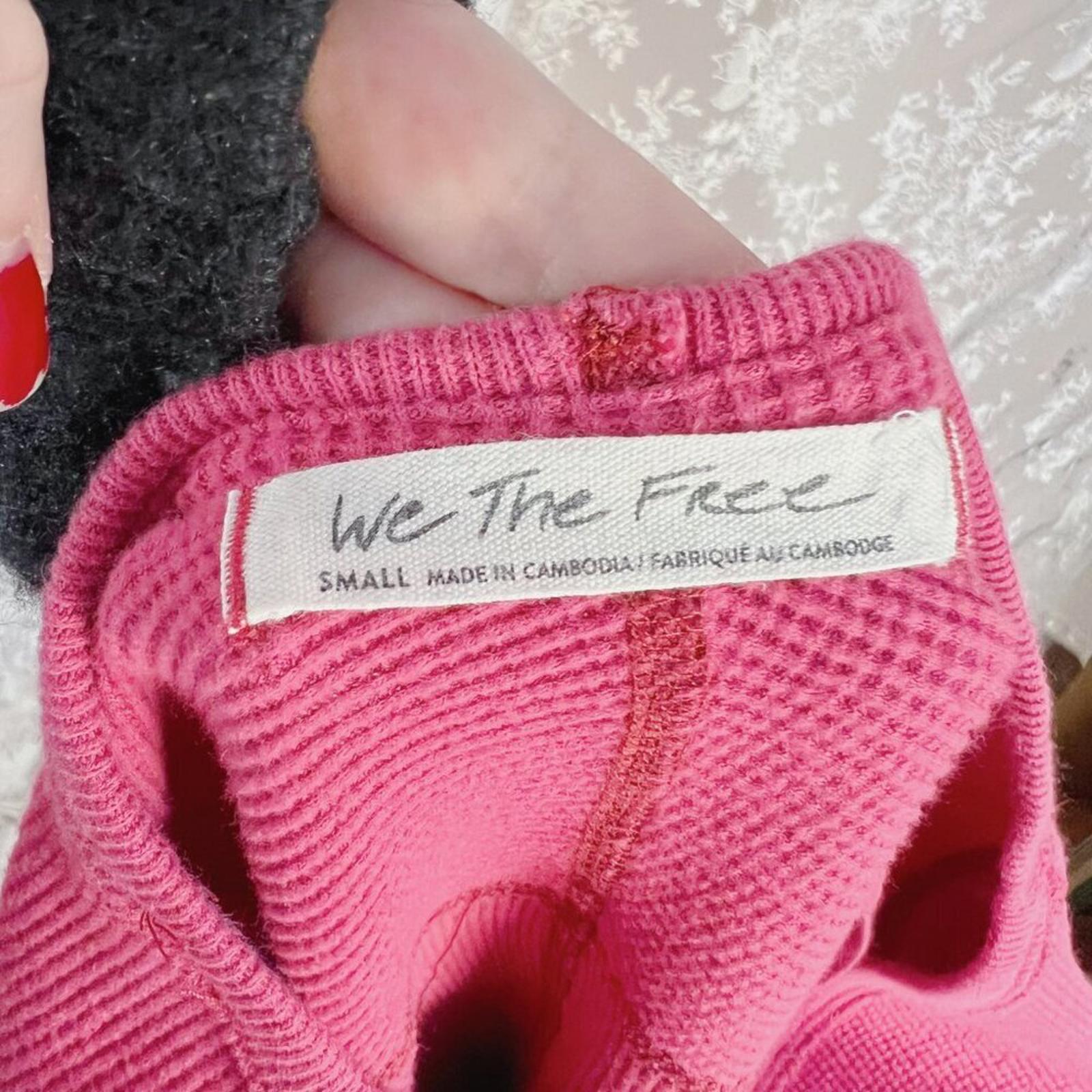 Free People We the Free Rose Amelia Thermal Top Waffle Long Sleeve Shirt Size S