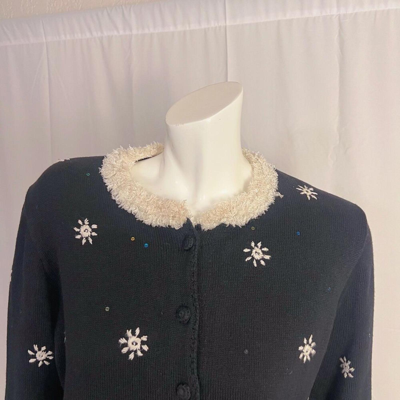 Vintage Arriviste Santa Cardigan Christmas Ugly Sweater Women's Size M