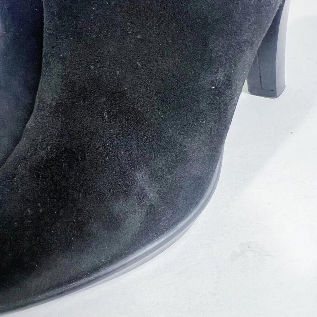 Aquatalia Rosy Bootie Black Suede Studded Heeled Ankle Boot Leather Size 7