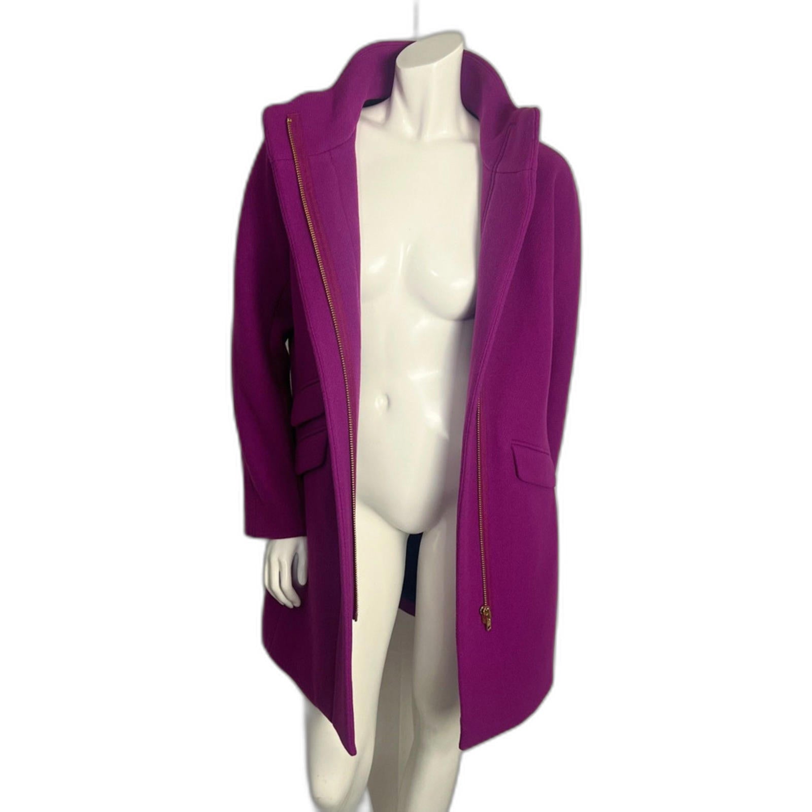 NWT J. Crew Cocoon Stadium Cloth by Nello Gori Bright Purple Wool Jacket Size 4