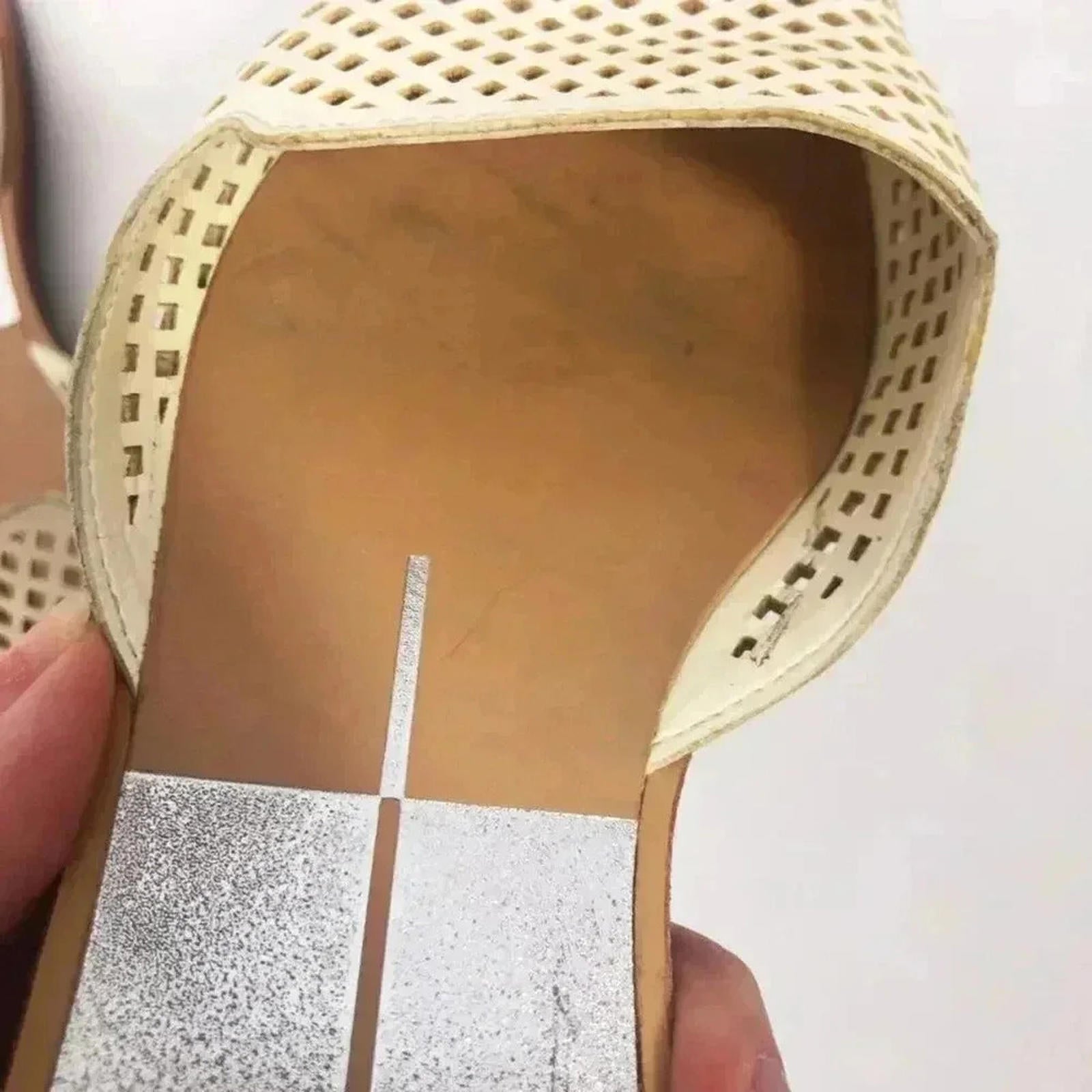 Dolce Vita Laynie D'Orsay Cream Leather Pointed Toe Flats Sandal Size 7.5