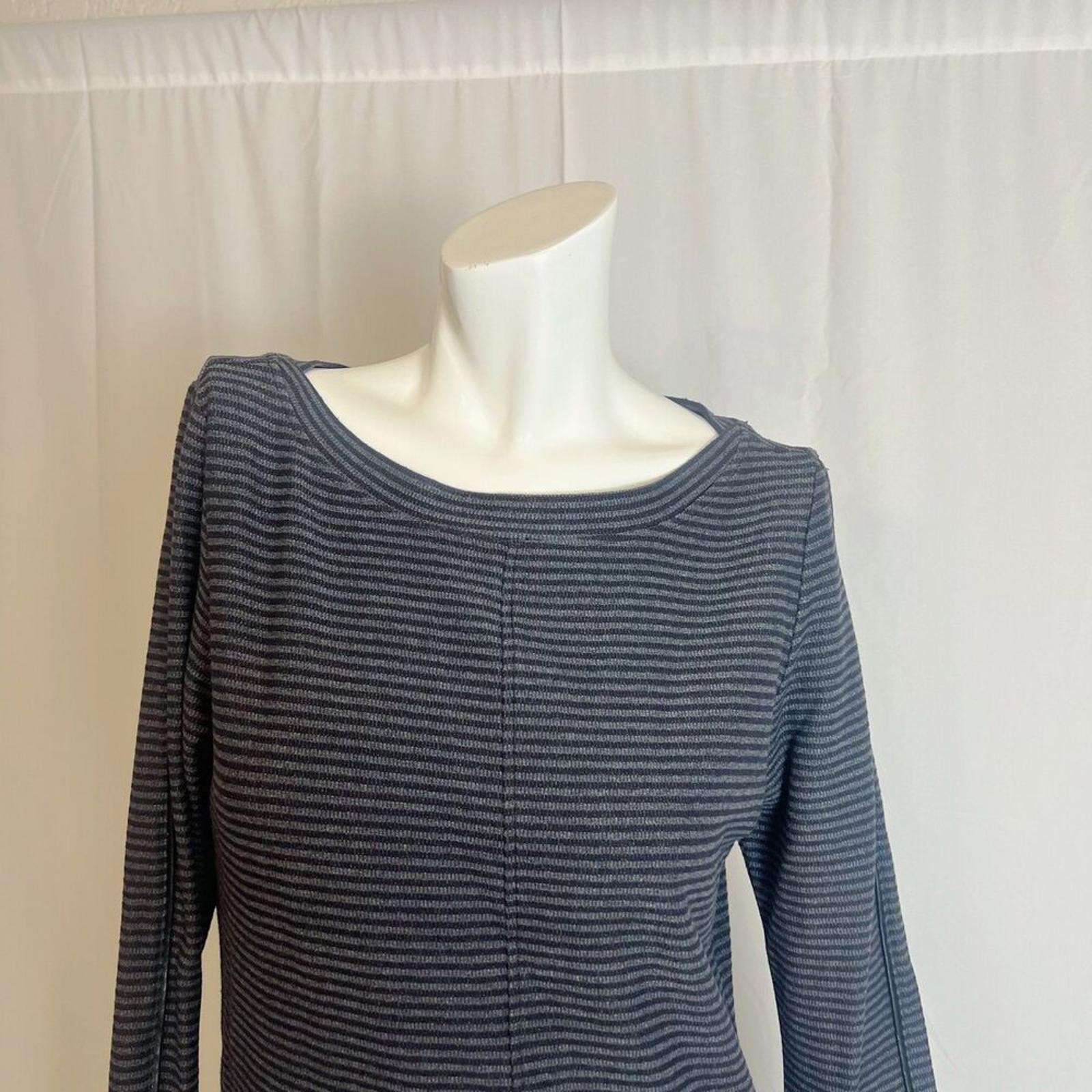 Athleta Carmella Black Grey Striped Long Sleeve Sweatshirt Sweater Dress Size S