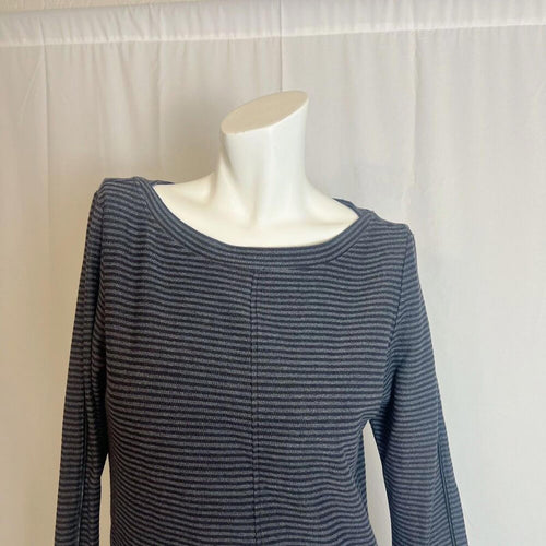Athleta Carmella Black Grey Striped Long Sleeve Sweatshirt Sweater Dress Size S