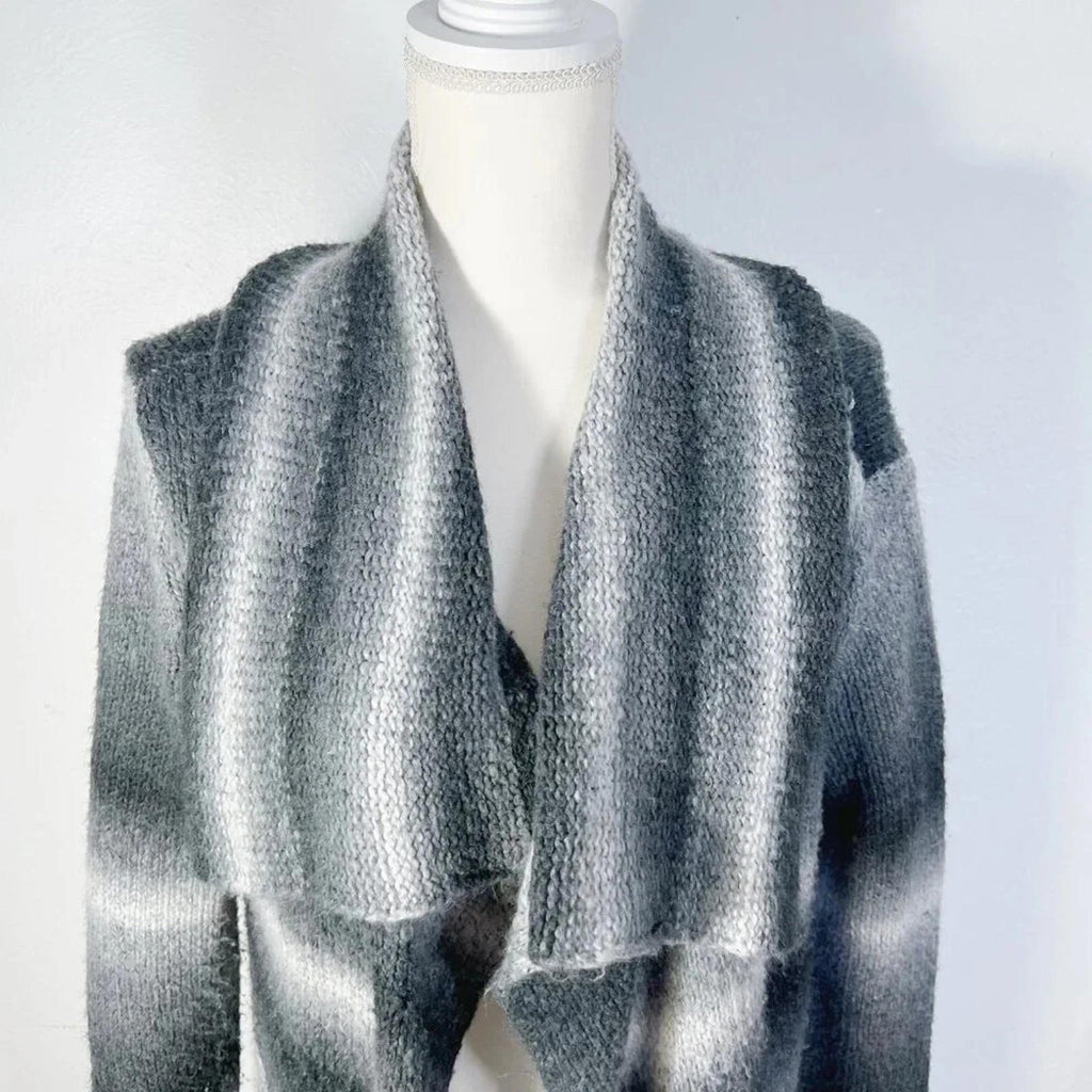 Saks 5th Avenue Blue Grey Striped Cardigan Ombre Sweater Women's Size S