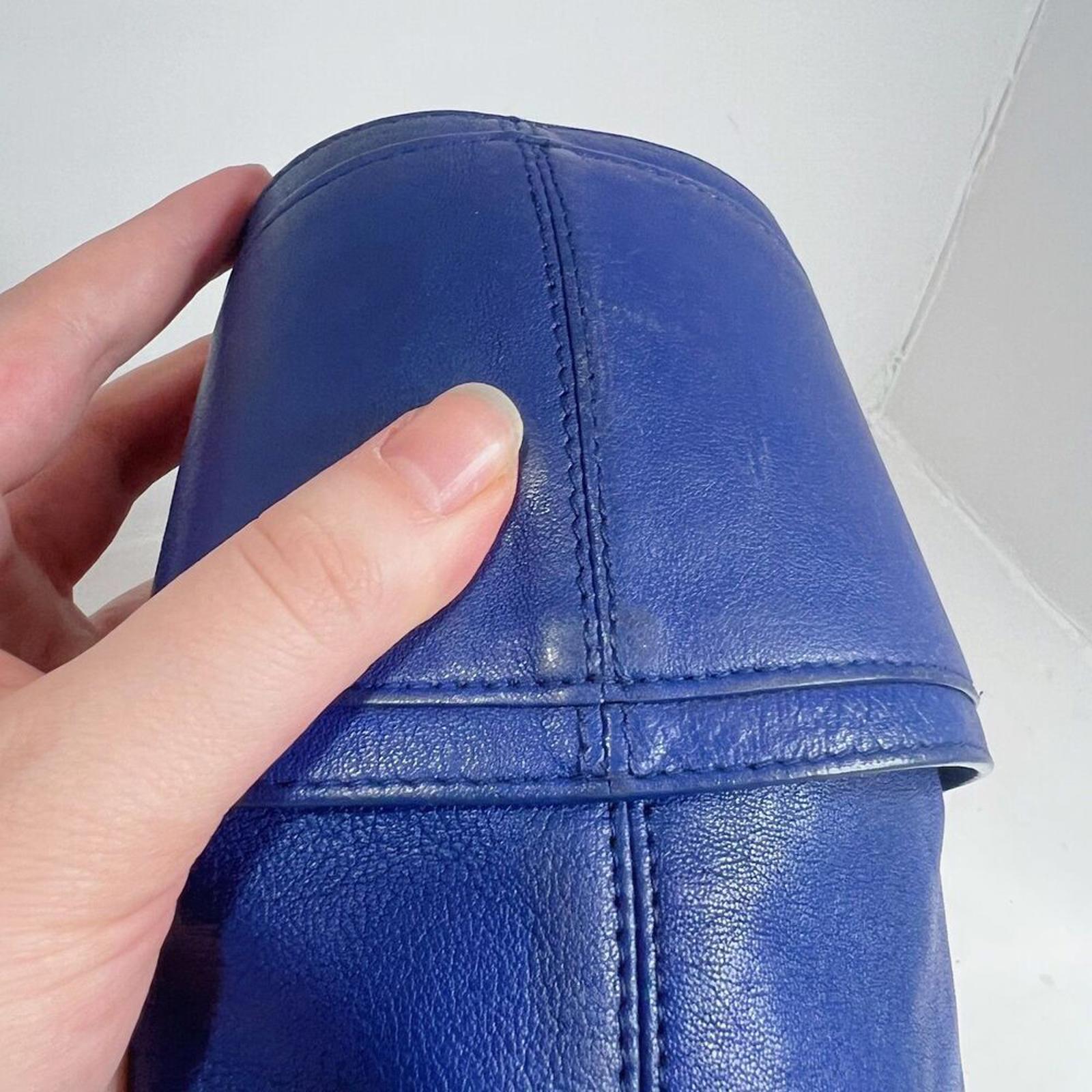 RARE y2k Vintage Kooba Royal Blue Leather Shoulder Bag Handbag Silver Accents