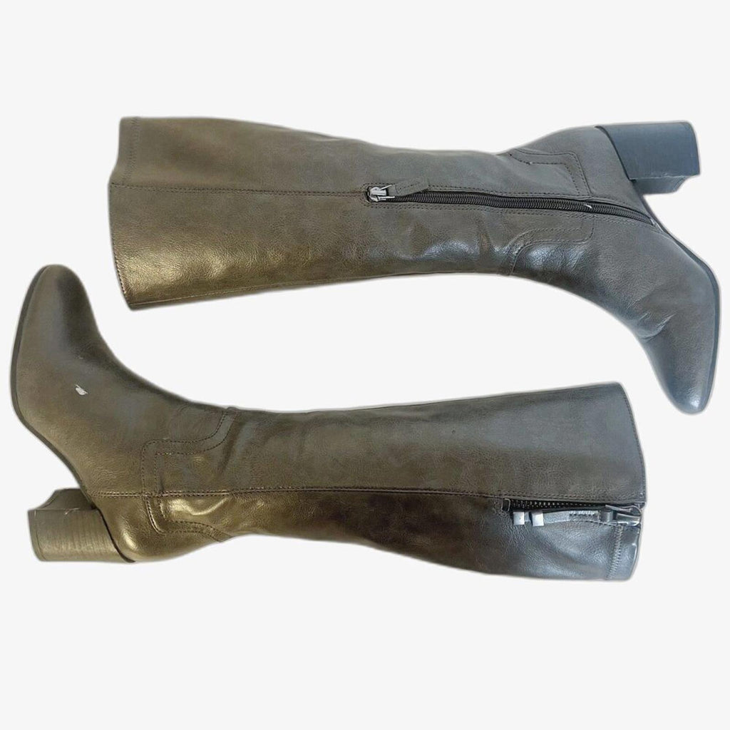 Franco Sarto Nostalgia Grey Leather Knee High Boots Riding Boots Women's Size 6