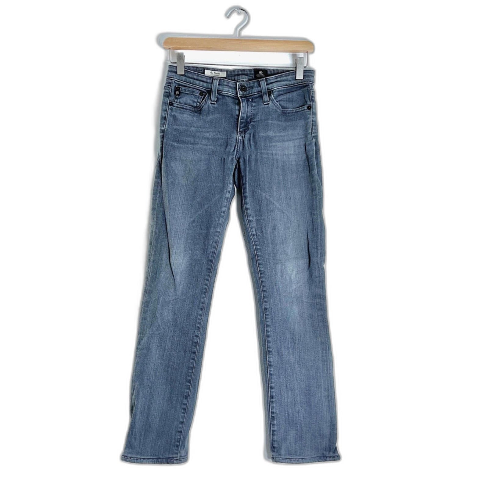 AG Adriano Goldschmied the Stevie Slim Straight Jeans Grey Women's Size 25R