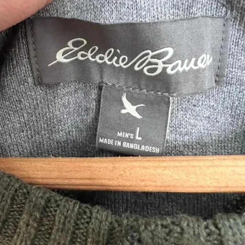 Eddie Bauer Men's Green Crewneck Sweater Knit Size L