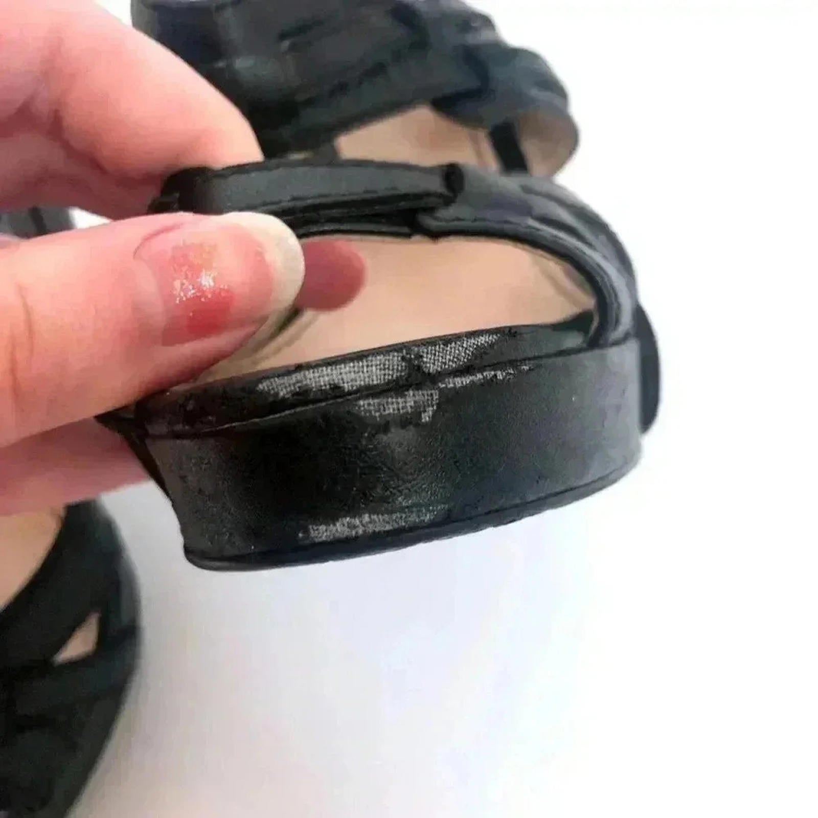 Calvin Klein Posha Black Leather Strappy Platform Heels Pumps Women's Size 6