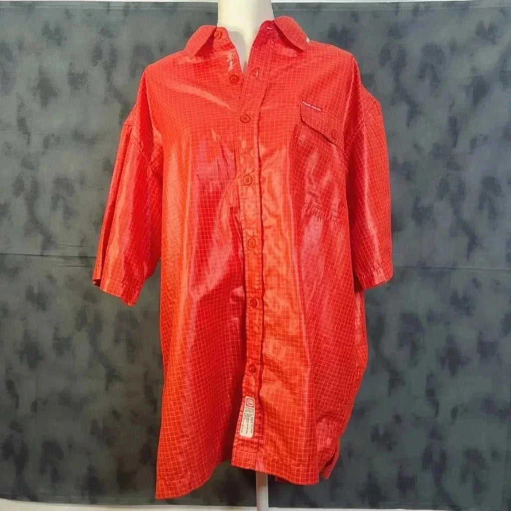 Ecko Unltd. Red Grid Pattern Men's Button Up Streetwear Size XL