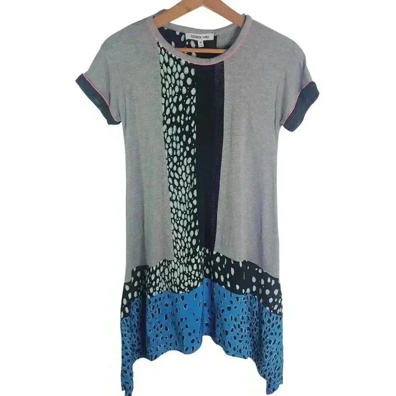 Elizabeth and James Blocked Patterned T Shirt Dress Women's Size XS