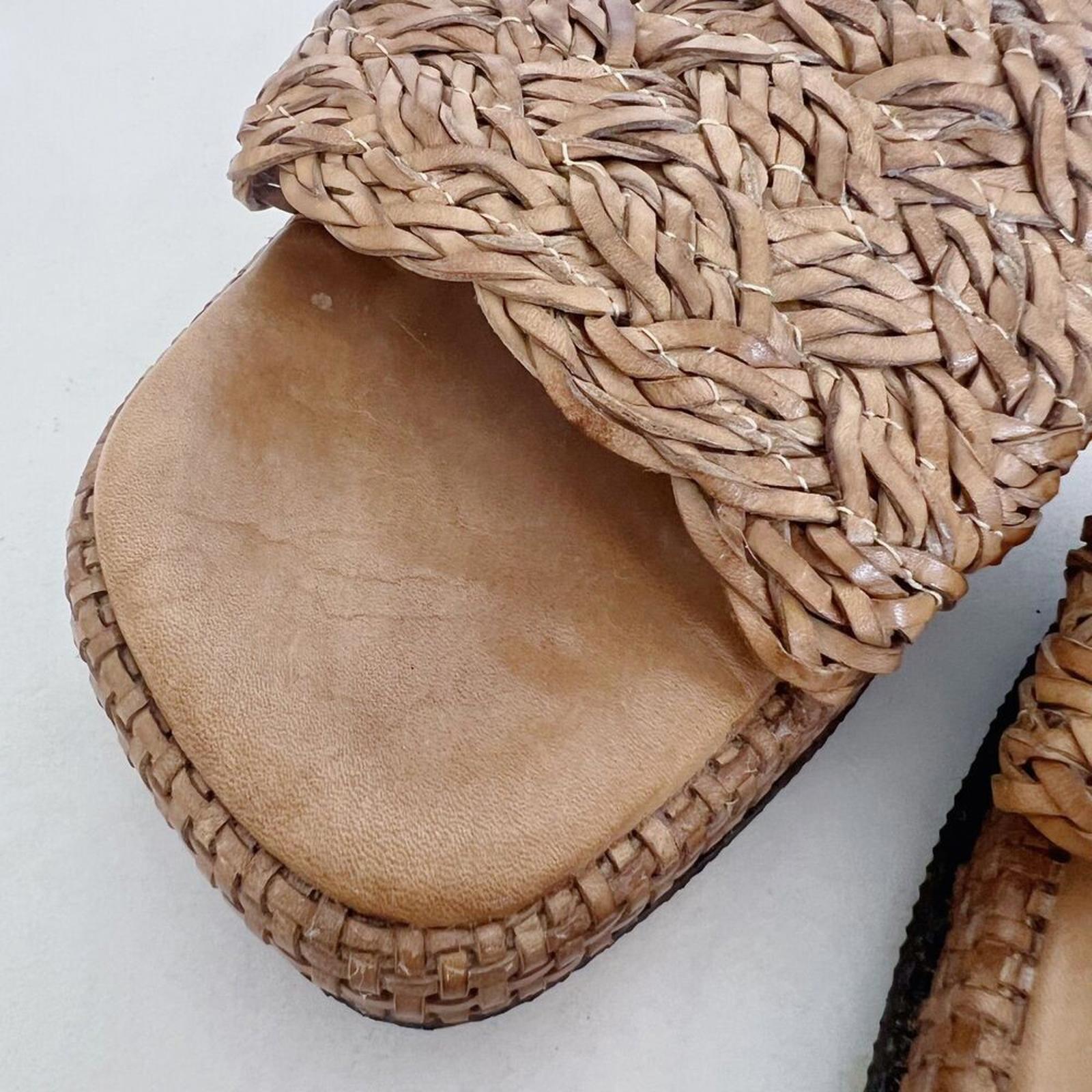 Sesto Meucci Tan Leather Platform Sandals Woven Braided Leather Size 8