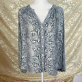 J Crew Snakeprint Blouse Long Sleeve Button Up Business Casual Office Size L