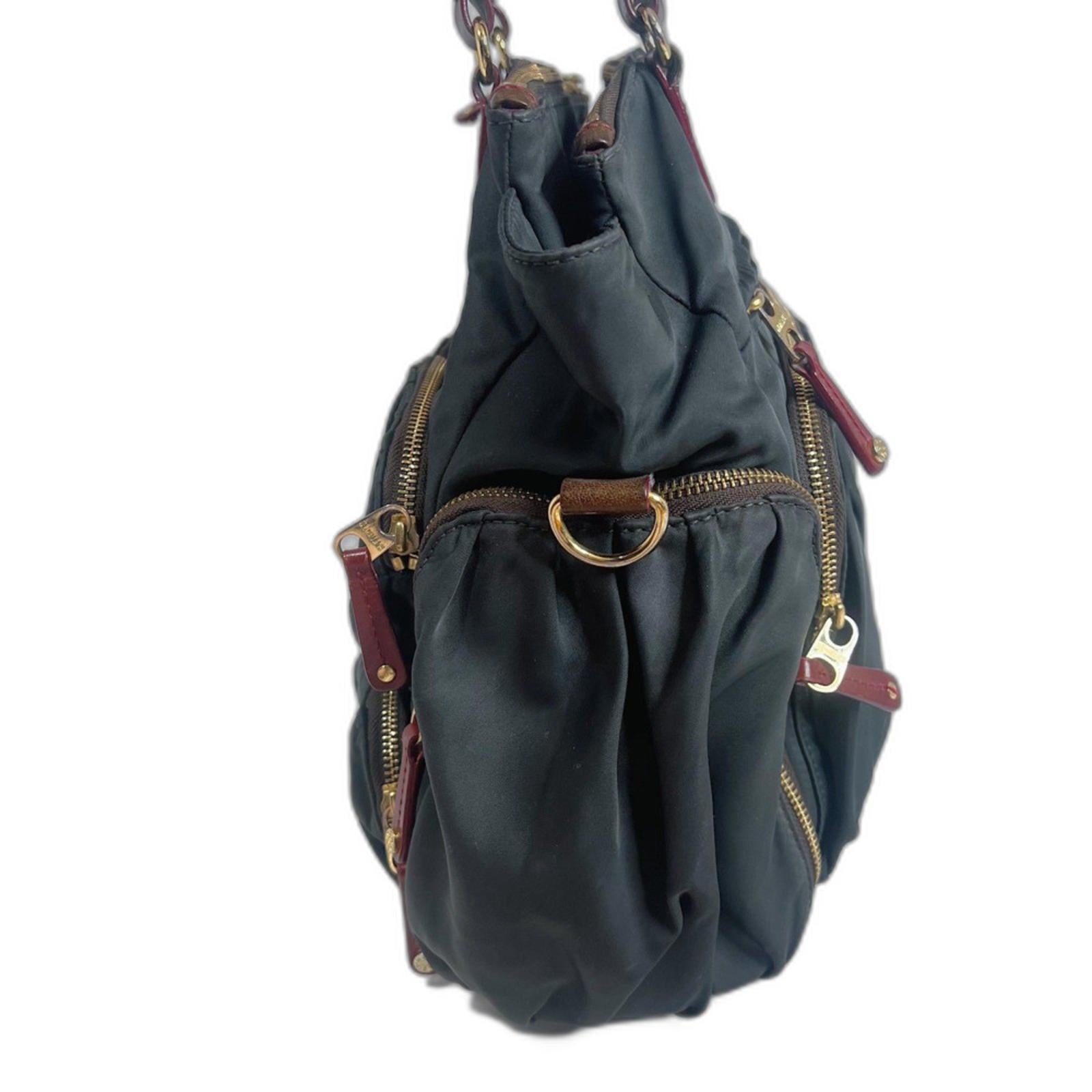 MZ Wallace Abbey Tote Black Nylon Brown Leather Laptop Bag Diaper Bag Travel