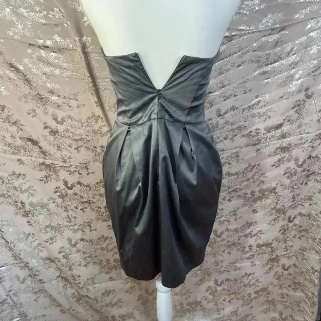 y2k Vintage Gunmetal Strapless Bodice Dress Size M