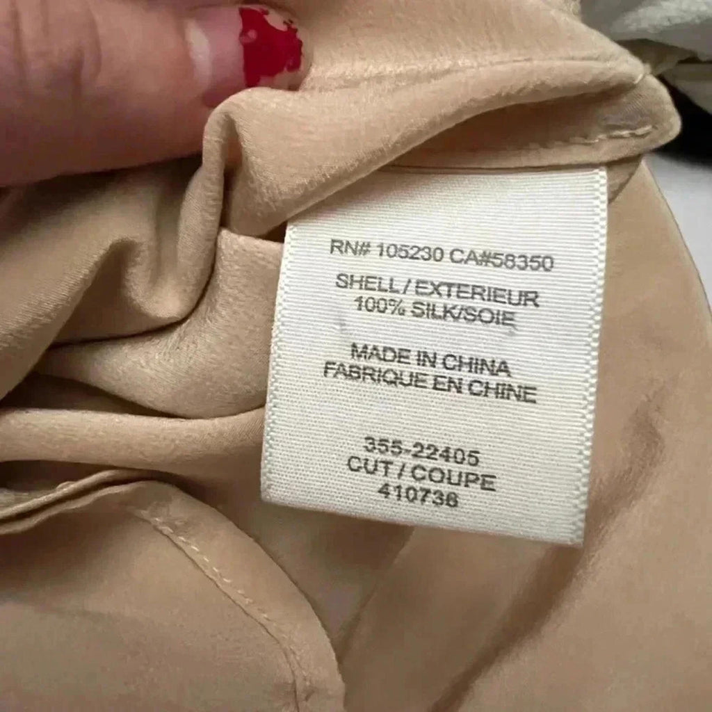 Joie Silk Beige Tan Nude Neutral Blouse Business Casual Office Women's Size S