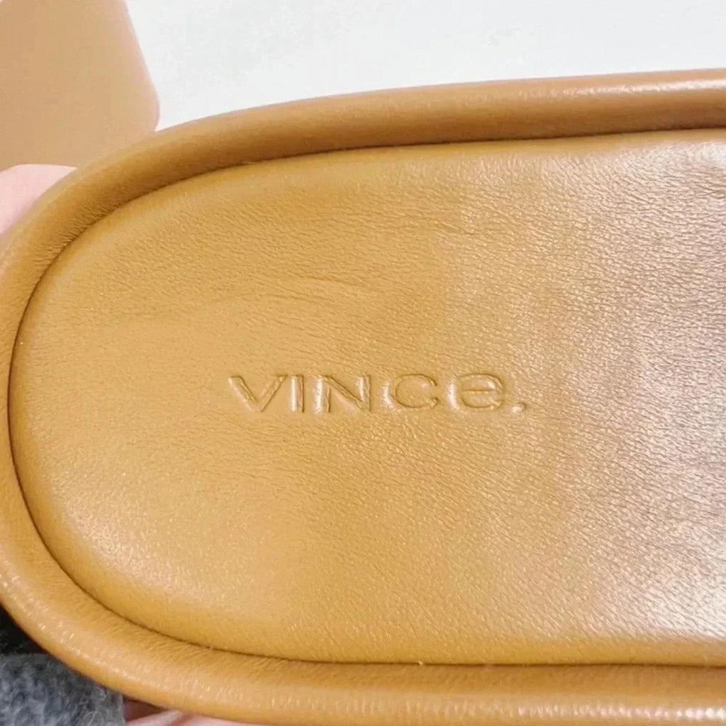 Vince Mari Tan Woven Leather Platform Wedge Sandals Women's Size 9