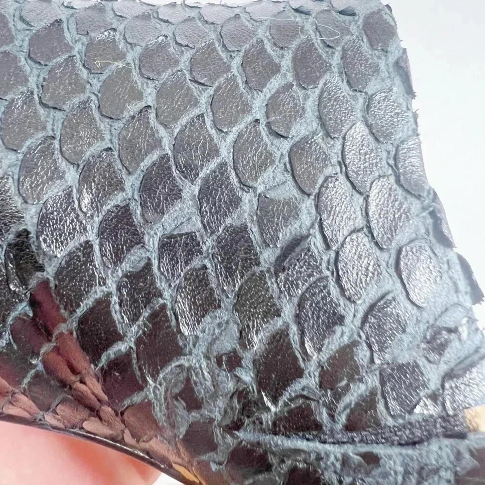 Able Grey Faux Snakeskin Heeled Mule Women's Size 8