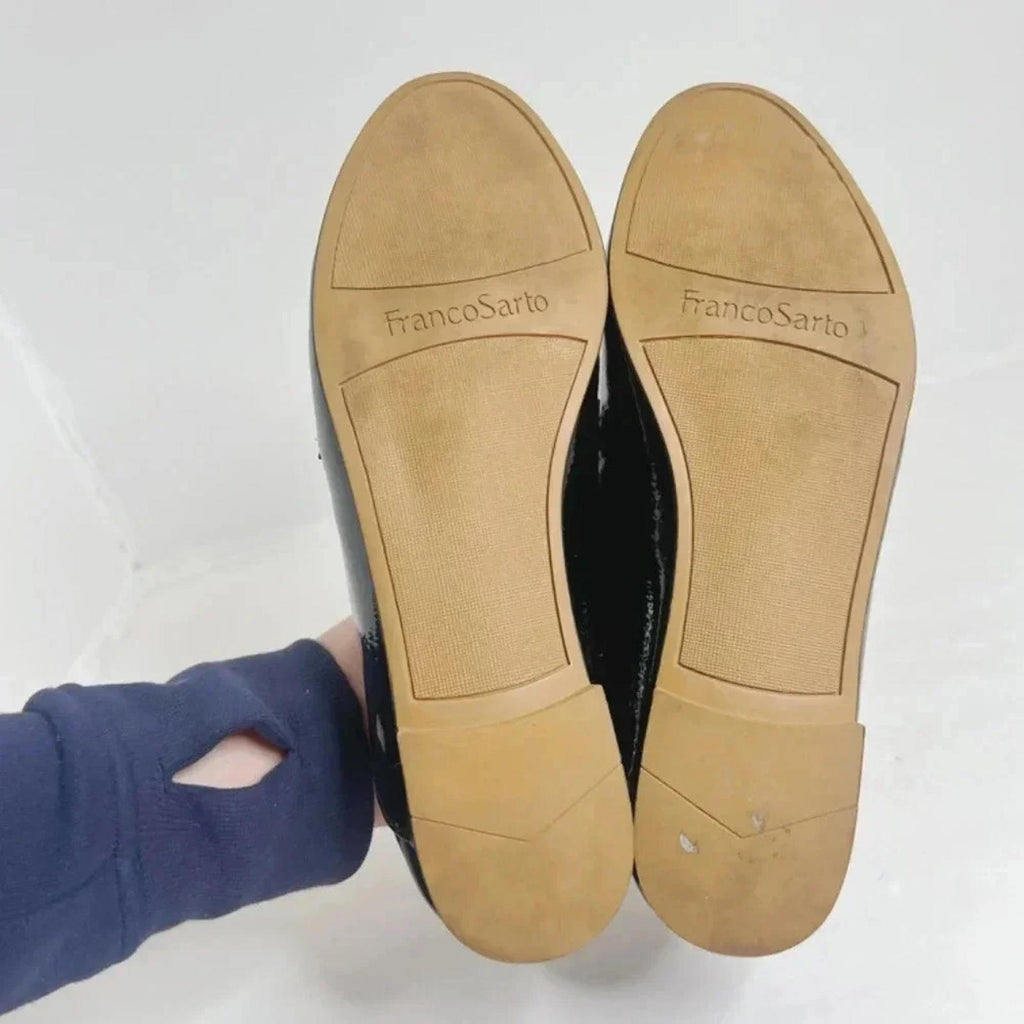 Franco Sarto Palmer Black Patent Leather Loafers Women's Size 8.5