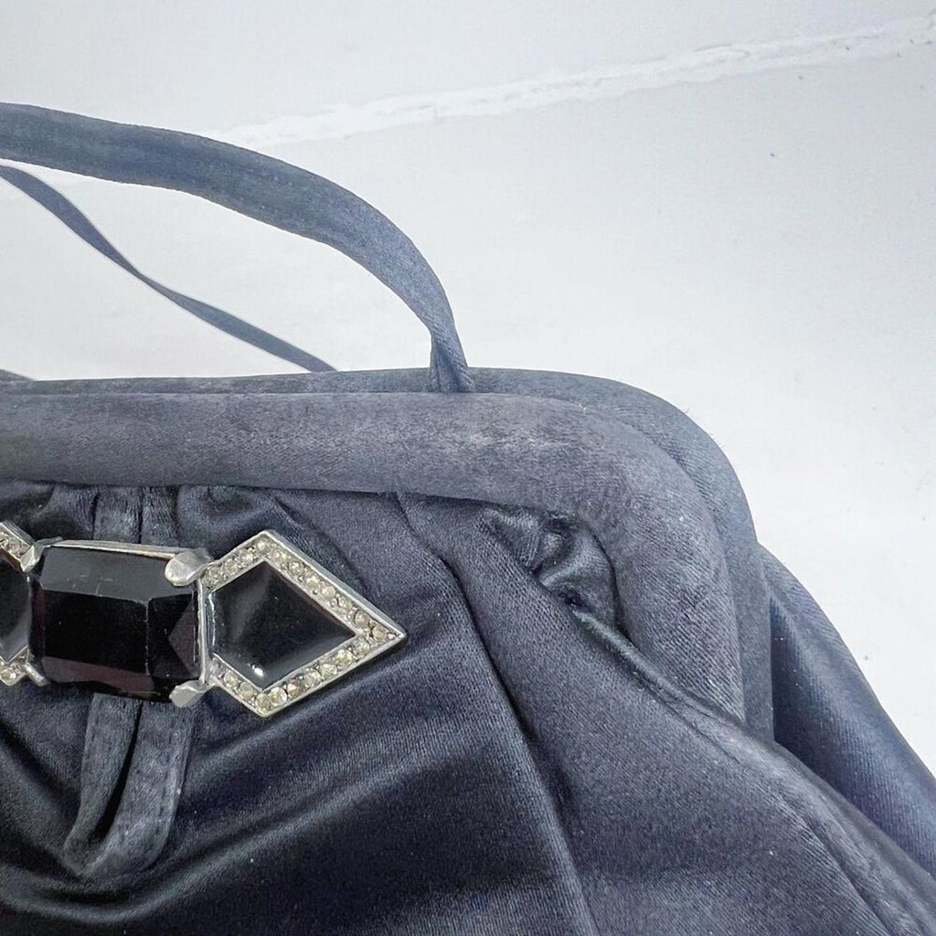 Vintage Sharif Black Satin Evening Bag Clasp Shoulder Bag