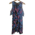 Anthropologie Maeve Cold Shouldered Navy Blue Pink Floral Dress Women's Size 6