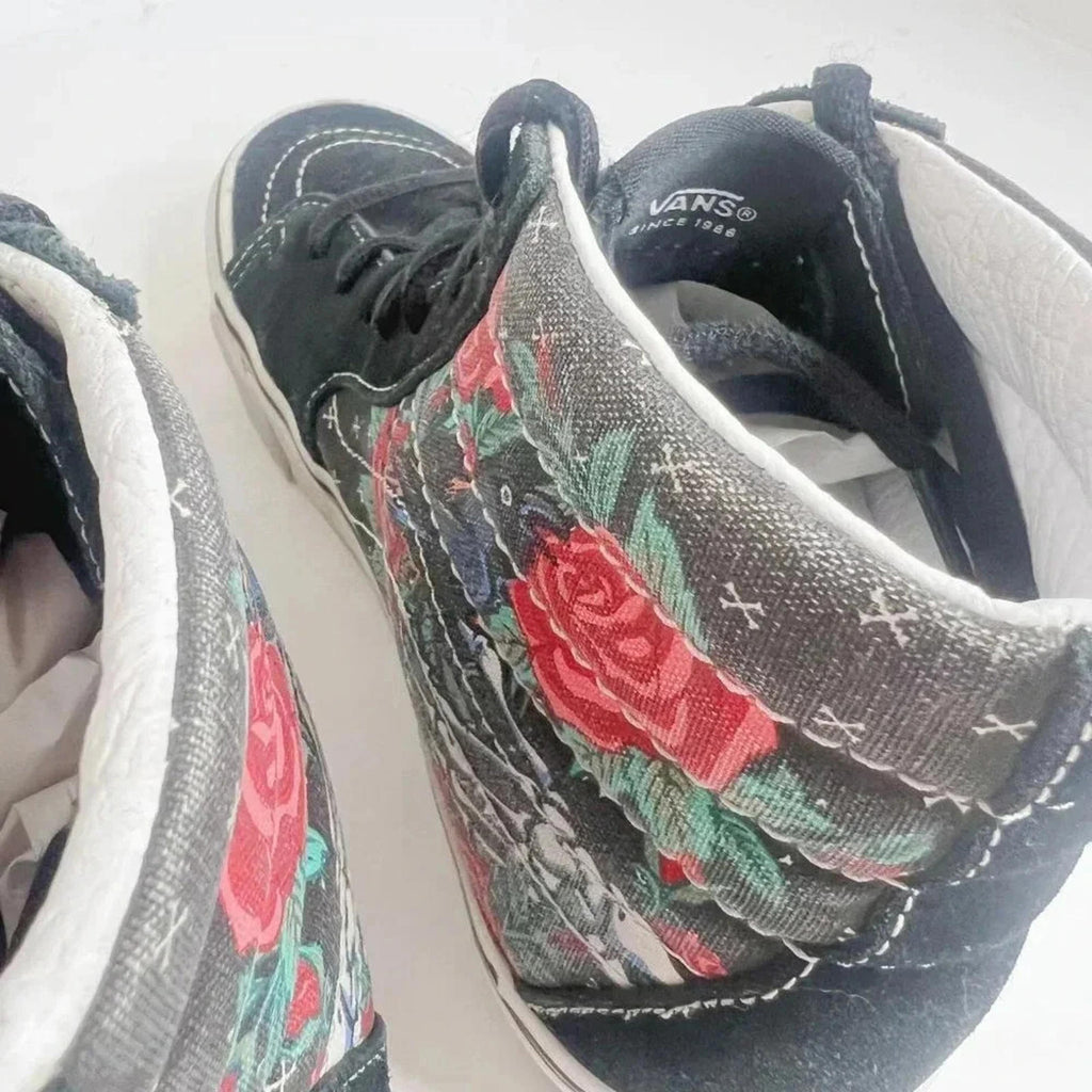 Vans Sk8-Hi Rose Skulls High Top Sneakers Men's Size 6.5