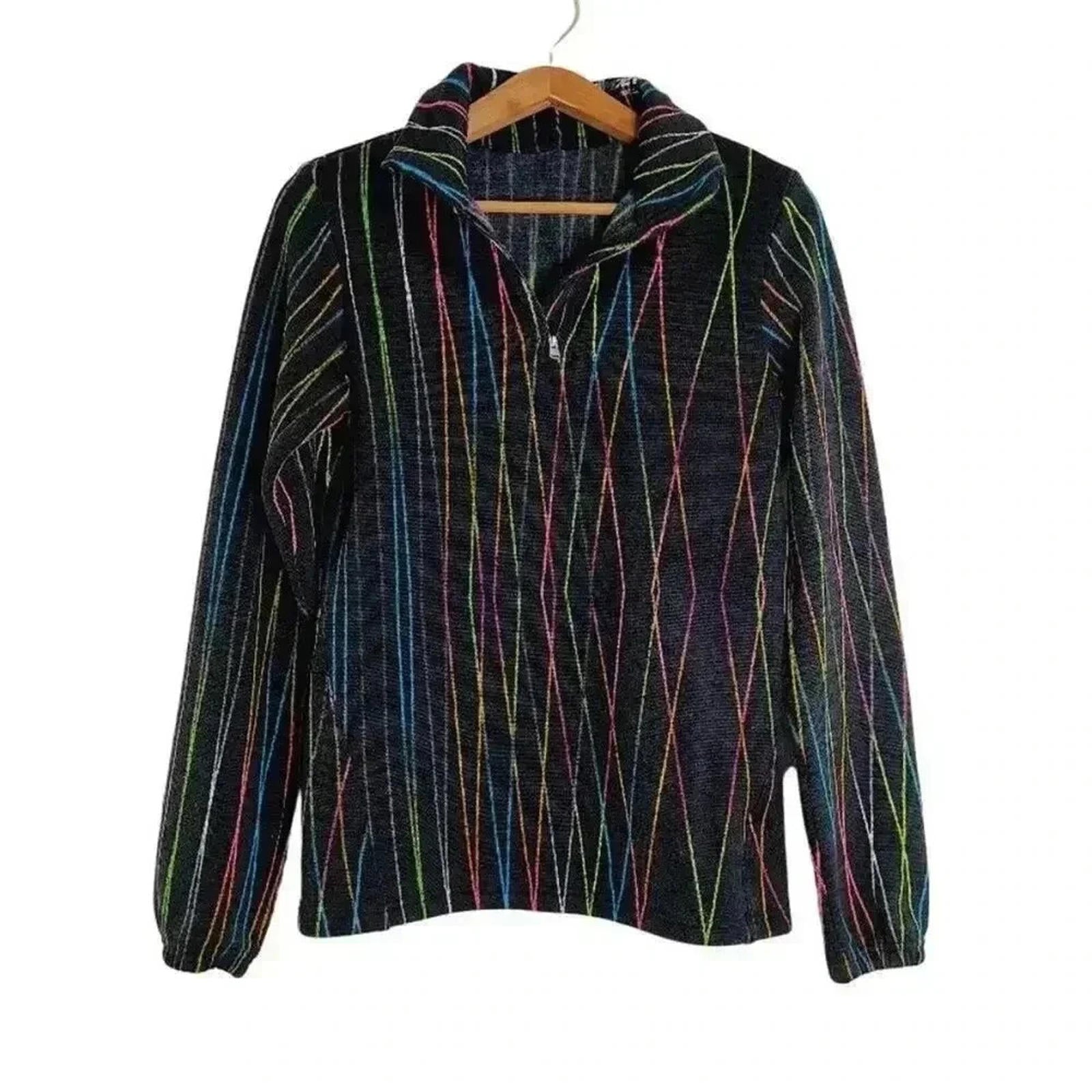 Spyder Black Neon Lines Fleece Quarter Zip Women's Size M