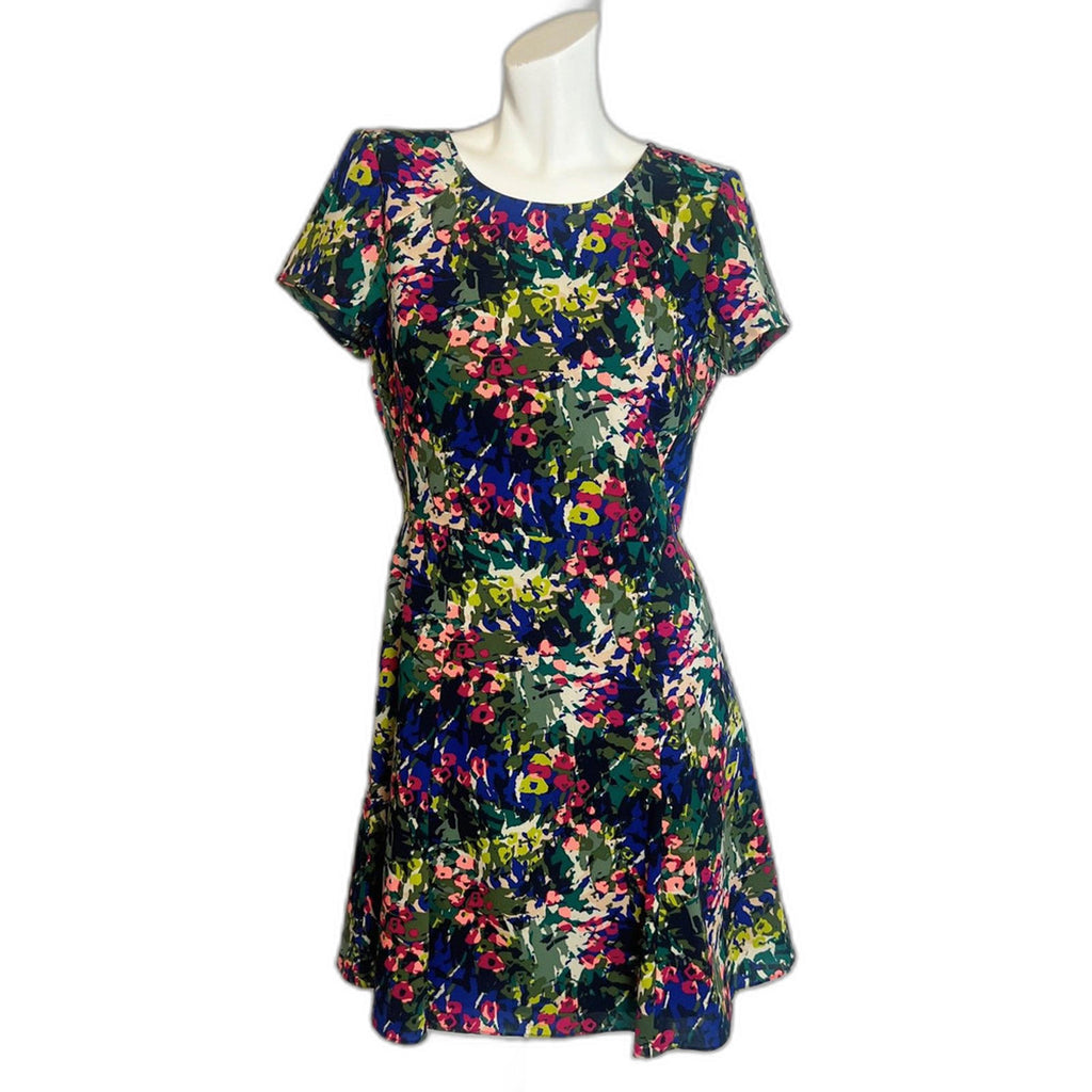 J. Crew Green Watercolor Floral A Line Dress Women's Size 6