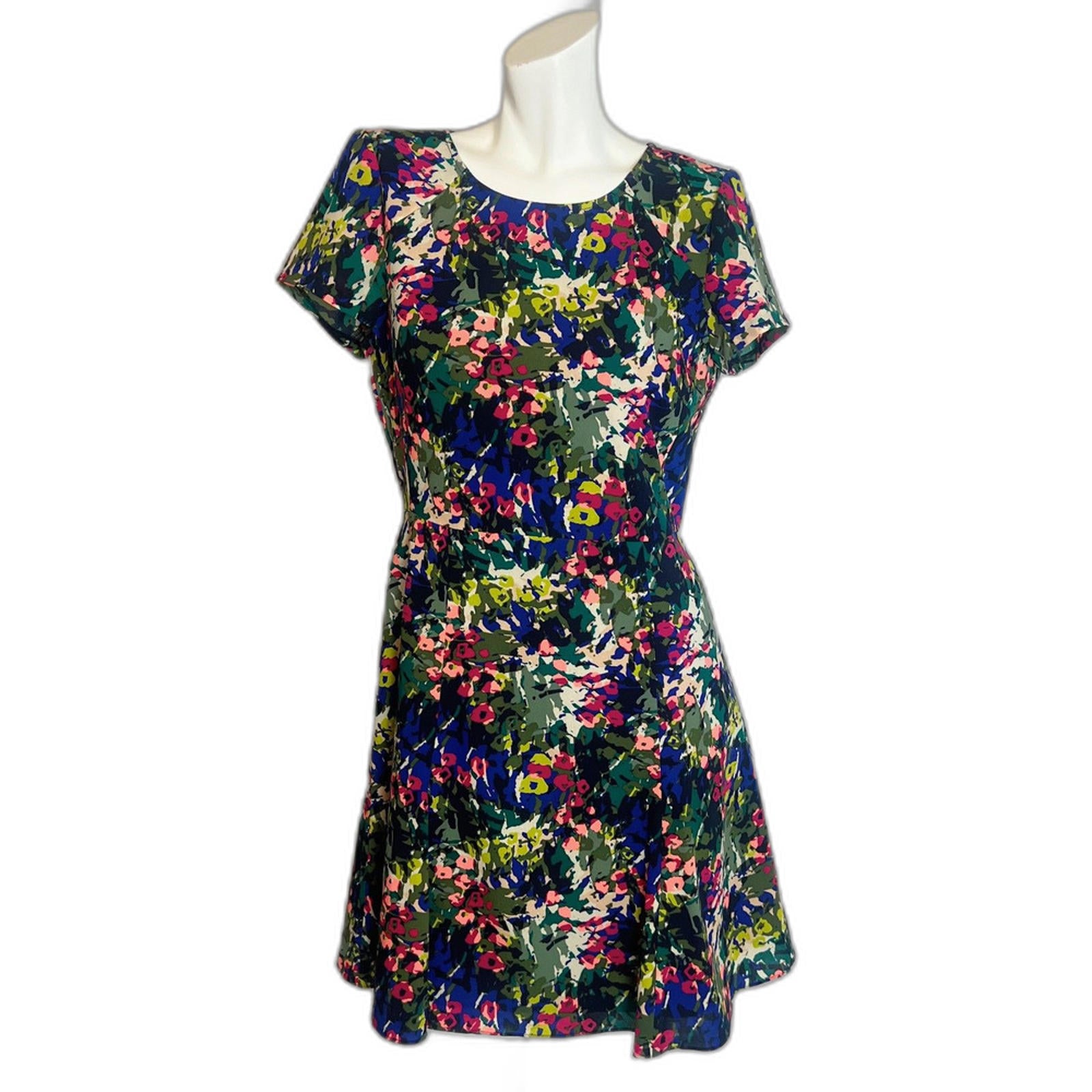 J. Crew Green Watercolor Floral A Line Dress Women's Size 6