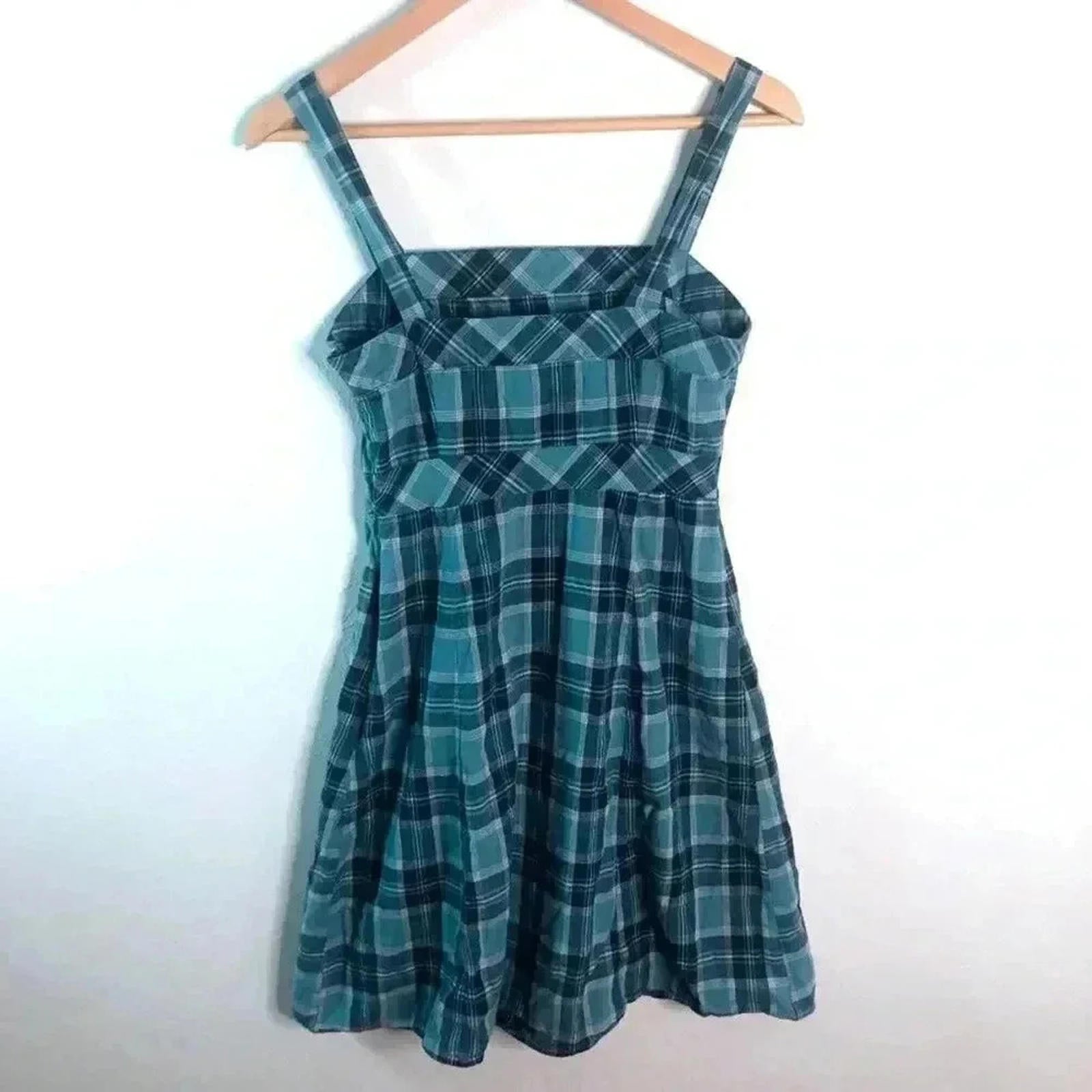 y2k Vintage GAP Plaid Square Neck Mini Dress Grunge Punk Women's Size 4