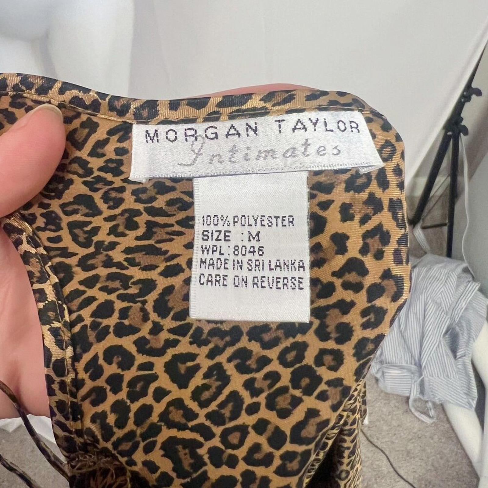 Vintage Morgan Taylor Intimates Leopard Print Satin Slip Dress Women's Size M