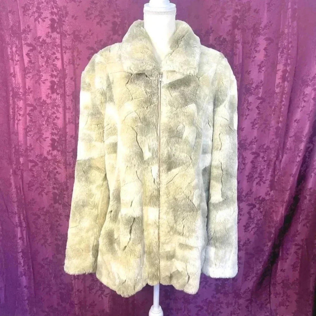 Coldwater Creek Tan Faux Fur Jacket size 1X XL mob wife