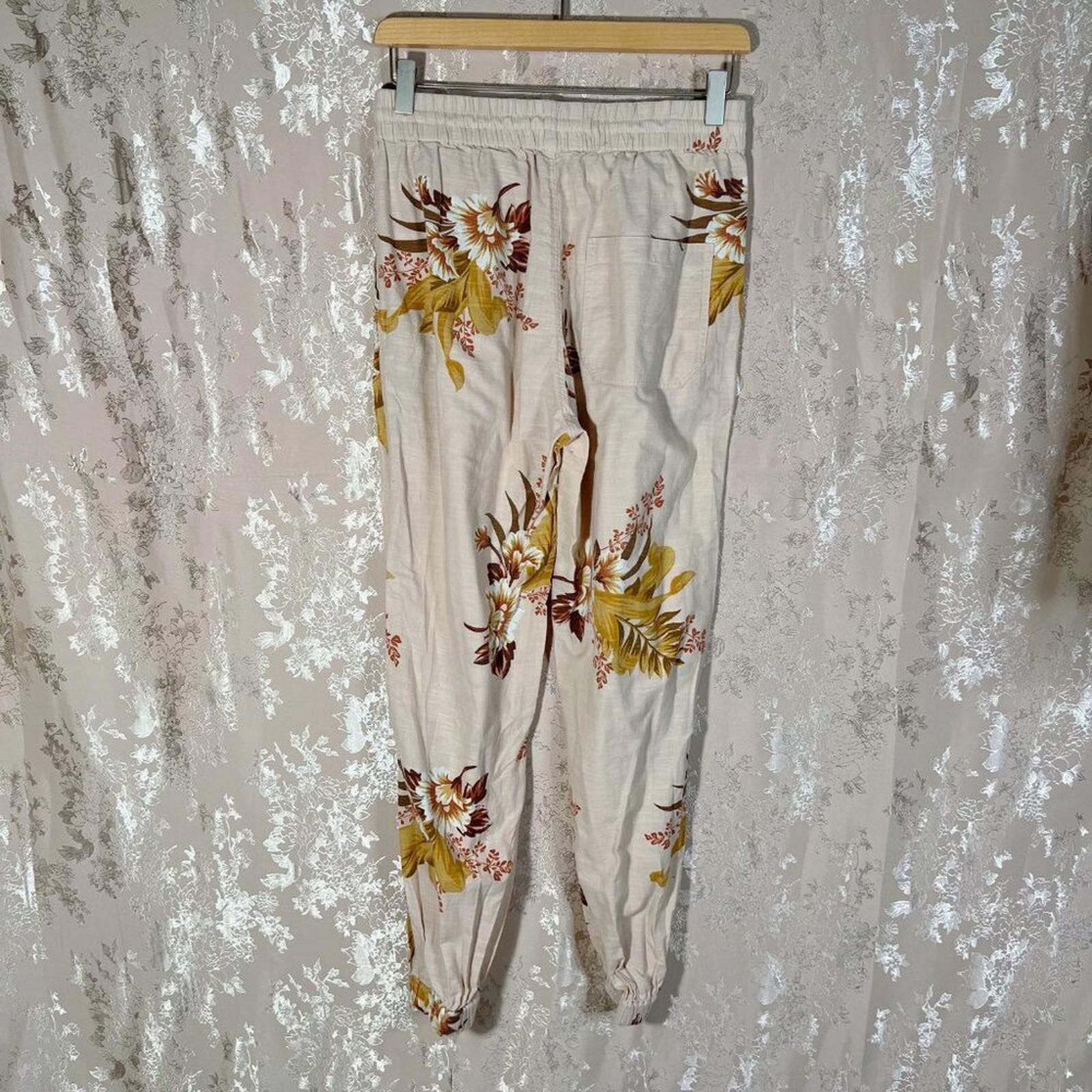 Urban Outfitters UO Drawstring Joggers Tan Floral Print Women's Size S